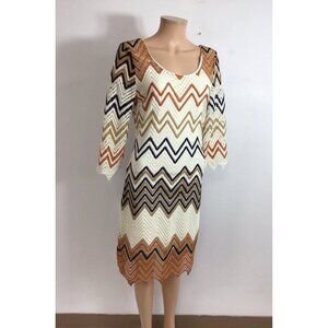 Carrie Allen Boho Dress Chevron Print Womens Medium